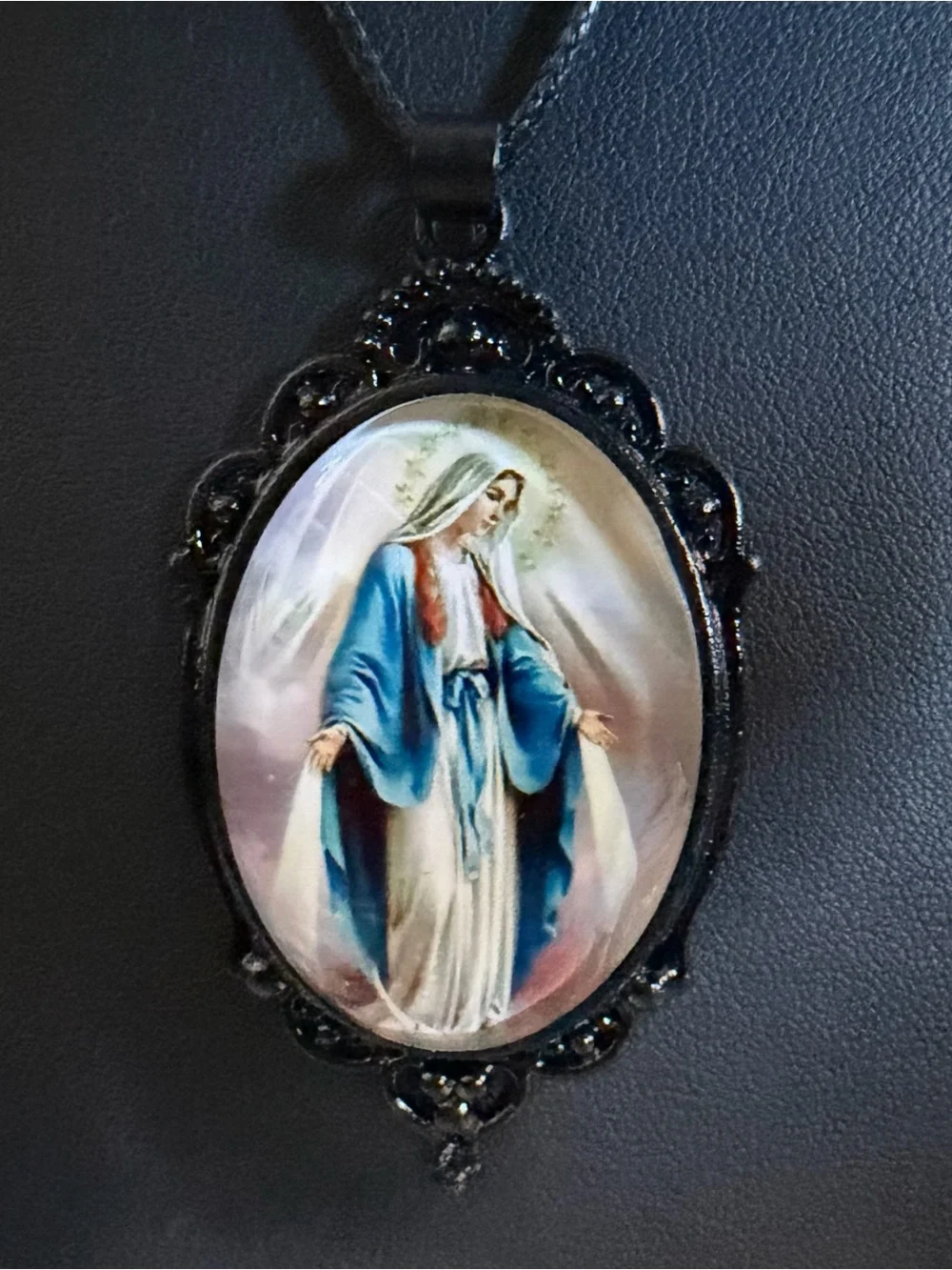 Vintage-Style Our Lady of Grace Virgin Mary Pendant Necklace